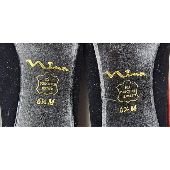 Vintage Nina Women's 6 1/2 M Black Velvet Heels Almond‎ Toe With Box - Picture 6 of 12